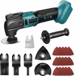 Instava Multitool zonder accu - Oscillerend - Geschikt Voor Makita 18v Accu - 6 Aan Te Passen Niveaus - 7 Opzetstukken & 15x Schuurpapier