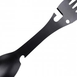 Doodadeals® - Outdoor Lepel Vork - Multitool - 5 in 1 Draagbare Multifunctionele Lepel Vork - Flesopener - Blikopener Zaagtandsnijder - Camping bestek - Picknick