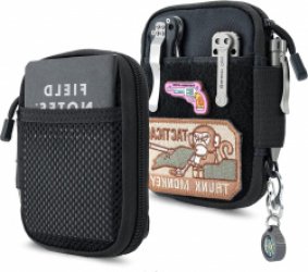 Kleine EDC Pouch Pocket Organizer met klittenband - Nylon multitool tas met D-vormige sleutelring