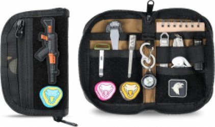 VE21 EDC-etui - Kleine EDC-tasorganizer met 6 compartimenten - Multitoolzak-organizertas - Klittenband - Nylon gereedschapstas - Zwarte Camouflage