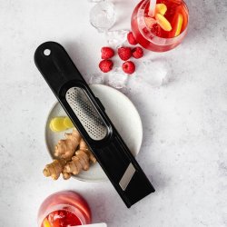 Gembertool 3-in-1 | Keukenhulpmiddel voor het raspen, schillen en snijden van gember | Gemberrasp van roestvrij staal | Scherp, fijn mes | Comfortabel en gemakkelijk te gebruiken