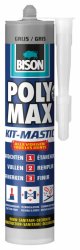 Bison Poly Max Kit transparant grijs koker 280 ml, alles in 1 kit, waterdichte afdichting, universeel, binnen en buiten, overschilderbaar, vullend, krimpvrij