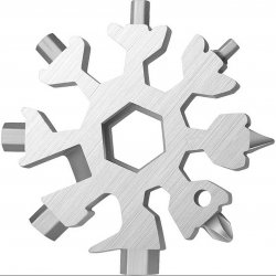 18-in-1 Zilver-Kleur Sneeuwvlok-multitool, Roestvrijstalen Sneeuwvlokflesopener / Platte Kruiskopschroevendraaierset / Moersleutel Kerstcadeaus Voor Mannen, Coole Campinggadgets Gereedschap, Uniek Cadeau