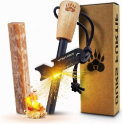 Vuurstarter Ferrocerium Rod XL 10mm - Meer Dan 15.000 Vuren Ontstoken - Multitool Aanmaakblokjes - Camping Bushcraft Outdoor