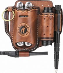 Lederen Schede voor Riem Multitool Pouch EDC Pocket Organizer met Sleutelhanger - Tourbon holstertasje met Pen Houder