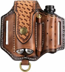 EDC Lederen Schede Multitool Zakmes - Organizer Riem Pouch Zaklamp Houder