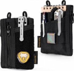 EDC Tasche Pocket Organizer Pouch 3 Slots with 2 Zipper Pockets Velcro Pouch Multitool Pouch Zwart