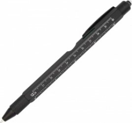 DrPhone Multifunctionele Pen - 9 in 1 – Led licht – Flesopener – Stylus – Waterpas – Plat & Philips Schroevendraaier – Balpen – Clip- Liniaal – Zwart