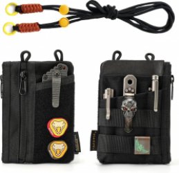 EDC Pocket Pouch met riem - 5 ritszakken - Ogranizer voor mannen - kleine EDC Sling Organizer Bag - Slim EDC-portemonnee - multitool zak - zwart