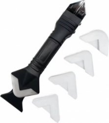 3 in 1 Kit Tool met RVS Schraper inclusief Kittuit - Kit Verwijderaar - Afstrijkrubber Set - Voegstrijker Set - Multitool geschikt voor Afwerken van kit naden - Kit Schraper - RVS