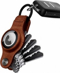 Lederen sleutelhouder voor AirTag compatibel met Apple AirTag - sleutelhanger - taghouder - sleutelorganizer - hoesje voor Apple AirTag - autosleutelhanger bevestiging