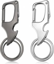 2 Karabijnhaak Sleutelhangers - Musketonhaak met Sleutelringen voor Volwassenen - Flesopener Musketon Autosleutel - Auto Klein Carabiner Sleutel Hanger, Houder - Karabijn haak Multitool - Keychain voor Vrouwen, Mannen - Karabijnsluiting Sleutelhouder