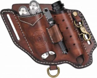 Multitool Schede voor Riem - Lederen EDC Pocket Organizer met Sleutelhouder-Zaklamp Holster