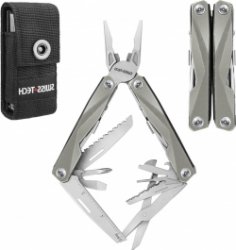 16-in-1 Opvouwbare Multitool Tang van Roestvrij Staal voor Buiten Repareren - Met Schaar, Flesopener en Draagtas - Steen Wasproces Retrogrijs