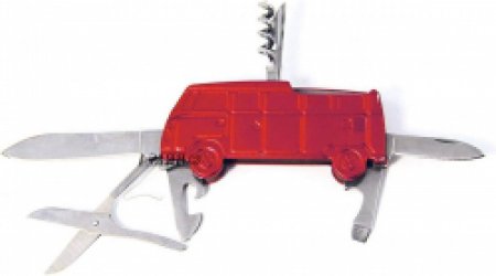 VW T1 Bus Transporter/Kever 3D Zakmes - Blauw - Geschenktin - Volkswagen Collectie
