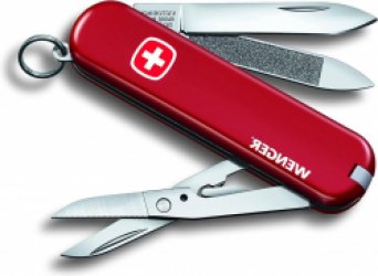 Klein Taschenmesser 7 Funktionen Nagelfeile Schere mit Mikro-Zahnung rot 0.6423.91 - Wenger Multitool