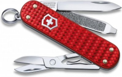 Zakmes Classic Precious Alox multitool van Swiss Made met 5 functies - rood - scissor - schroevendraaier - sleutelhanger - geschenkdoos