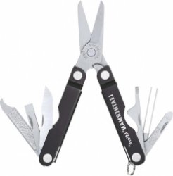 Roestvrij stalen multitool met veerschaar - Micra - 9 andere gebruiksvoorwerpen - dagelijks gebruik - sleutelhanger - zwart
