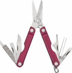 Roestvrijstalen multitool - Micra met veerschaar - behuizing in kersen