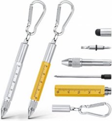 Multitoolpen, 6 in 1 Multitools-Gadgets, Omvatten Balpen, Touchscreen-Stylus, Liniaal, Karabijnhaak, Platte En Kruiskopschroevendraaier, Voor Mannen Papa Cadeaus