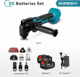 Fayb Oscillerende multitool - Multifunctioneel gerereedschap - Elektrische Multitool - Elektrisch schuren, zagen, snijden, polieren, polijsten - Inclusief 2 accu's - Inclusief 22 accessoires - 6 Trillingsniveaus - 600W - Snel wisselsysteem -