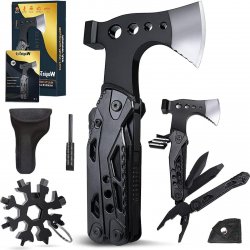 16 in 1 Multifunctioneel Camping Bijl Gereedschap - Camping Cadeau Voor Man met Hamer, Schroevendraaier, Zaag, Flesopener - Zakgereedschap Voor Camping, Wandelen, Noodgevallen In De Open Lucht