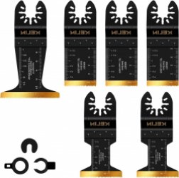 Multitool zaagbladen - titanium - 6-delige set - voor metaal en hout - universele vertanding - Bosch, Fein, Makita oscillerende zaagbladen