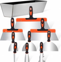 Schilderspatelset 10 stuks - Metseltrollenset roestvrij staal - Schilderspatel vlakspatel behangschraper - Palletmes krassen 35 cm - Spateldoos gipsspatel - Spatelgereedschap - Professionele schilderspullen