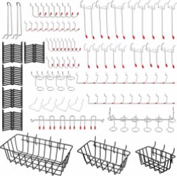 Pegboard haak assortiment - 138 stuks - steekbord accessoires - gereedschap gatenwand haken - set voor 1/8 en 1/4 inch pegboard Gereedschapswand