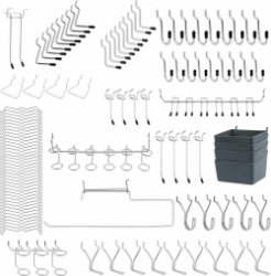 Pegboard haak assortiment - accessoires voor gereedschapsgatwand - 1/8 en 1/4 inch pegboard - 16 haken - 113 stuks Gereedschapswand